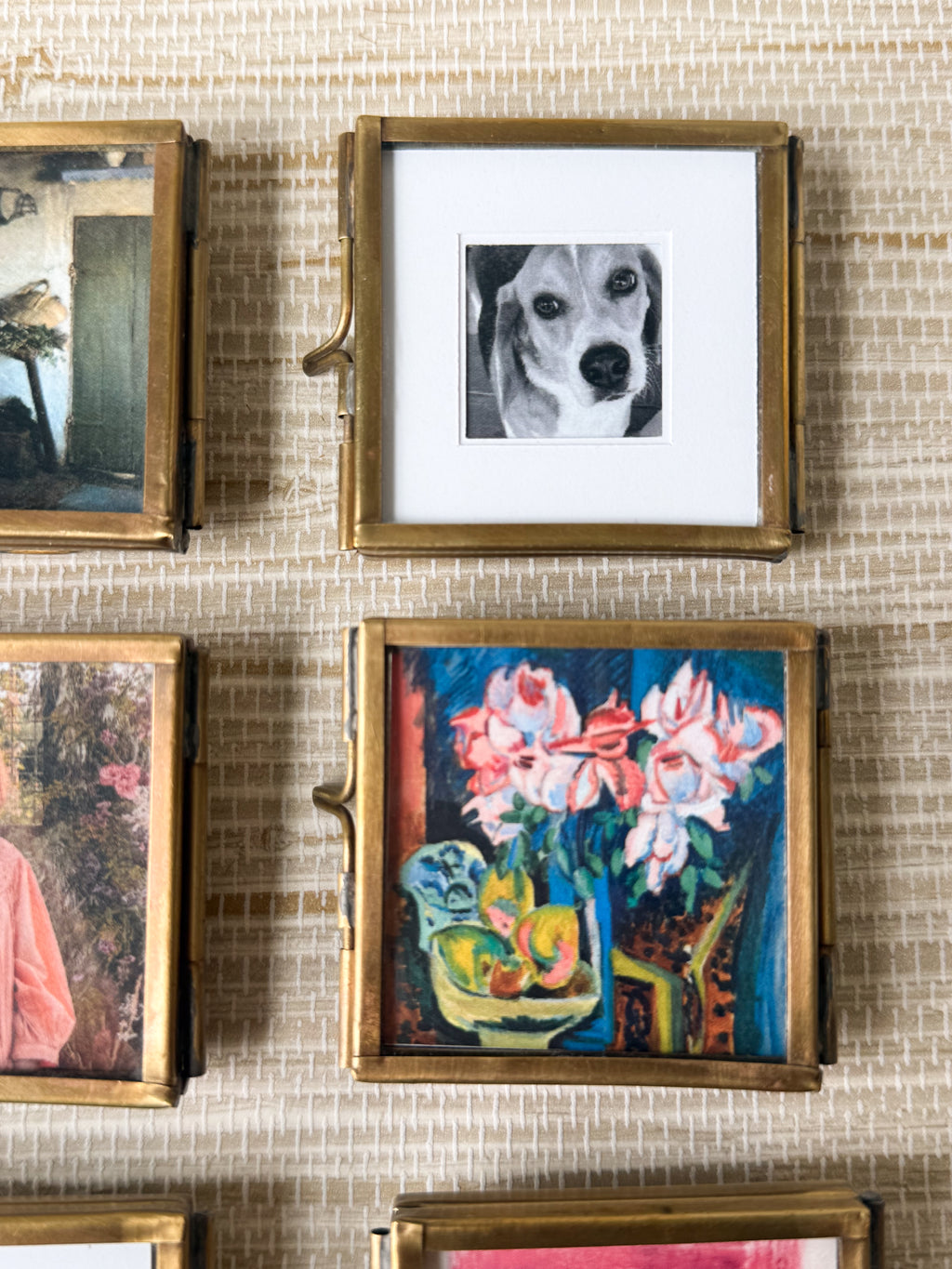 Square Mini Brass Frame with White Picture Matte | 2"x2"