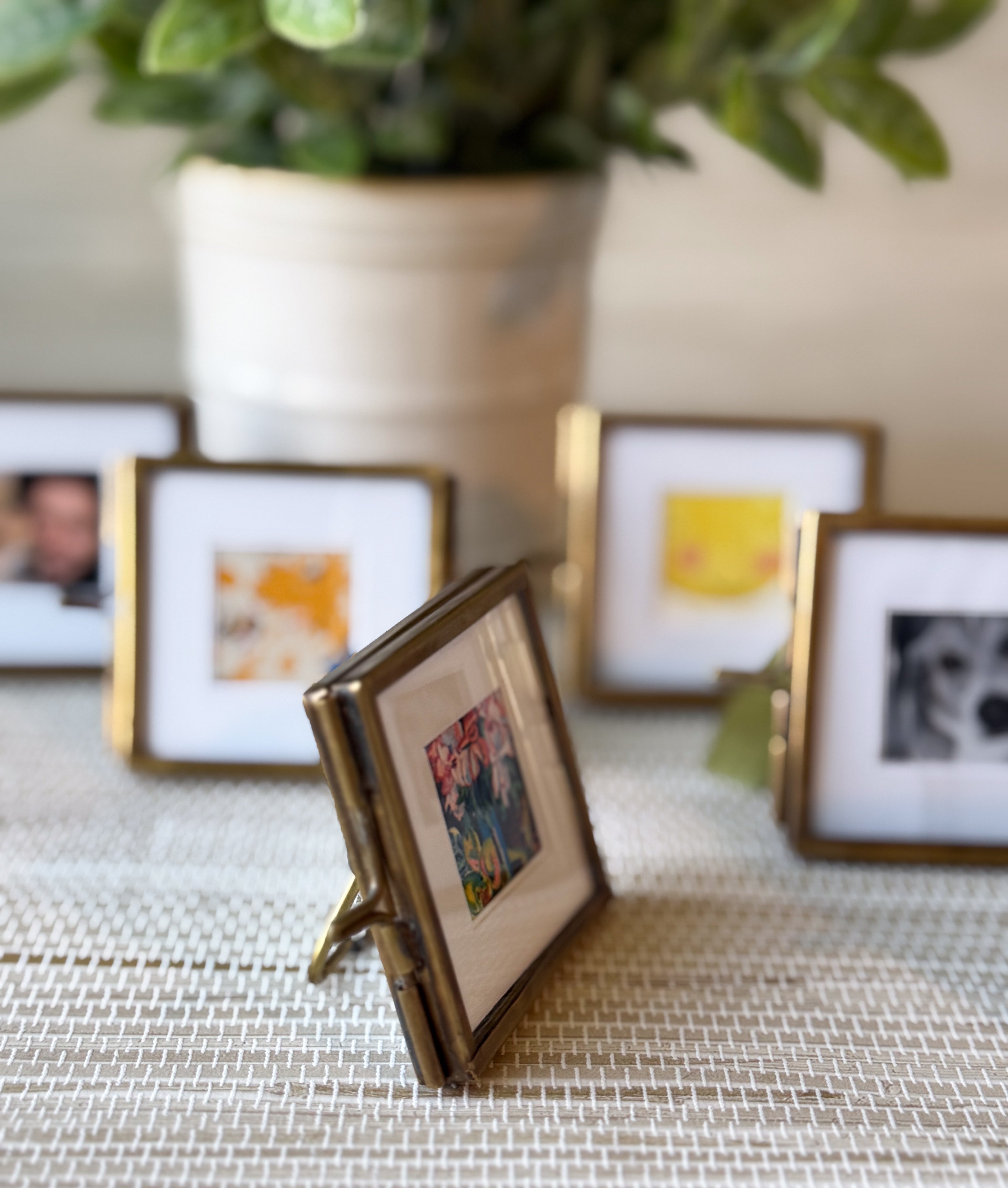 Square Mini Brass Frame with White Picture Matte | 2"x2"