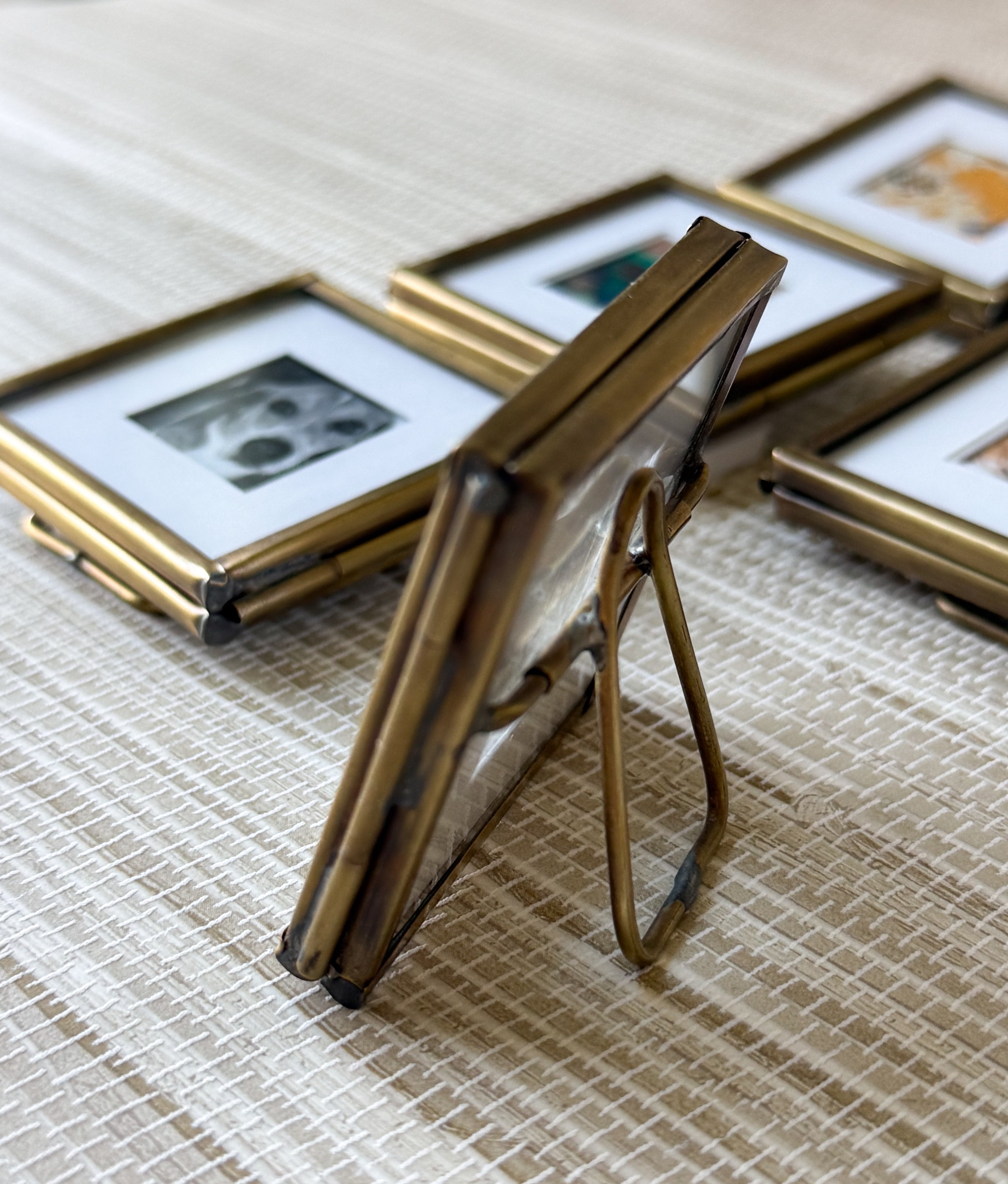 Square Mini Brass Frame with White Picture Matte | 2"x2"
