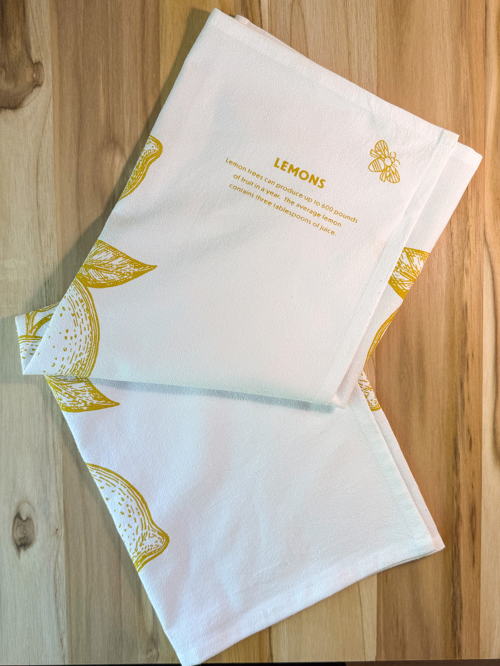 Tea Towel, Lemons Cotton Kitchen Towel, Oversized, Citrus | 28"x28"