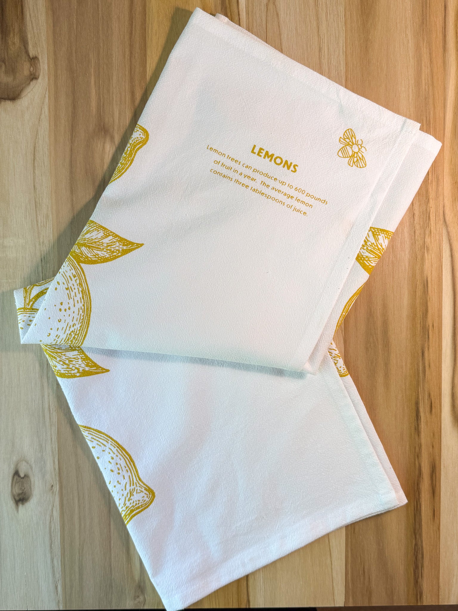 Tea Towel, Lemons Cotton Kitchen Towel, Oversized, Citrus | 28"x28"