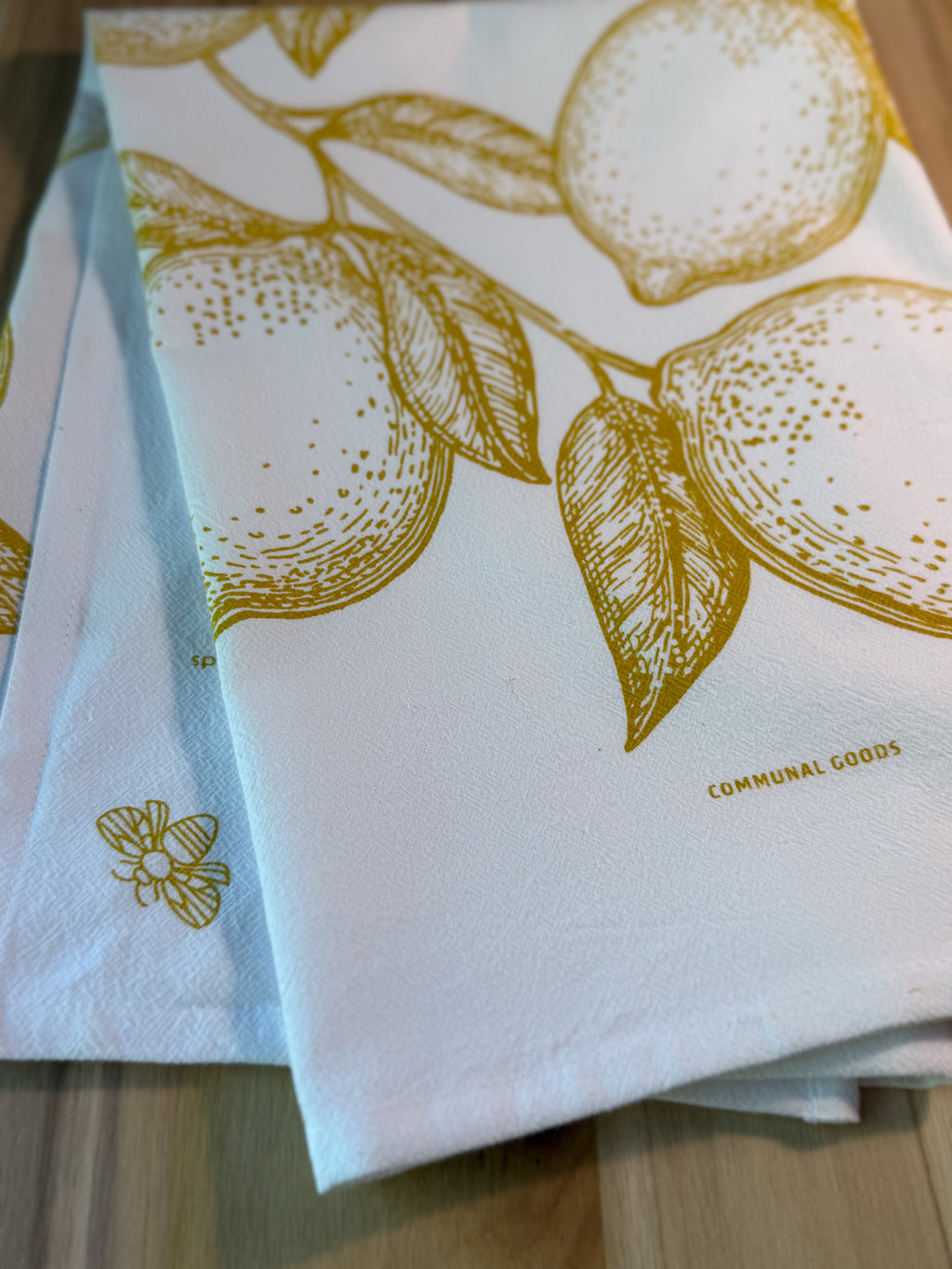 Tea Towel, Lemons Cotton Kitchen Towel, Oversized, Citrus | 28"x28"
