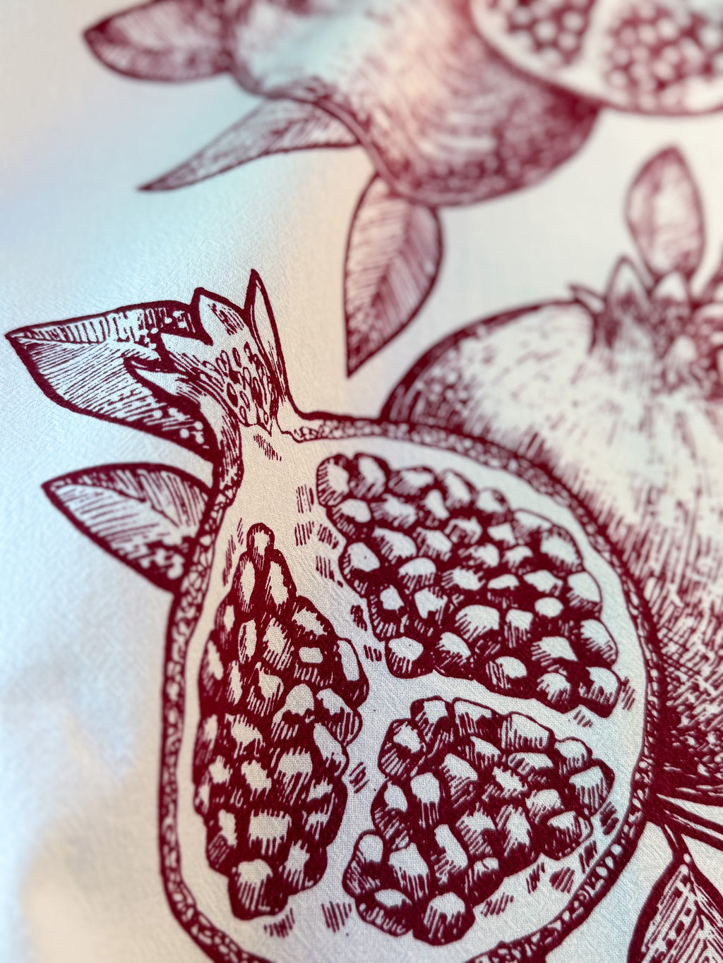 Tea Towel, Cotton Kitchen Towel, Oversized, Pomegranates | 28"x28"