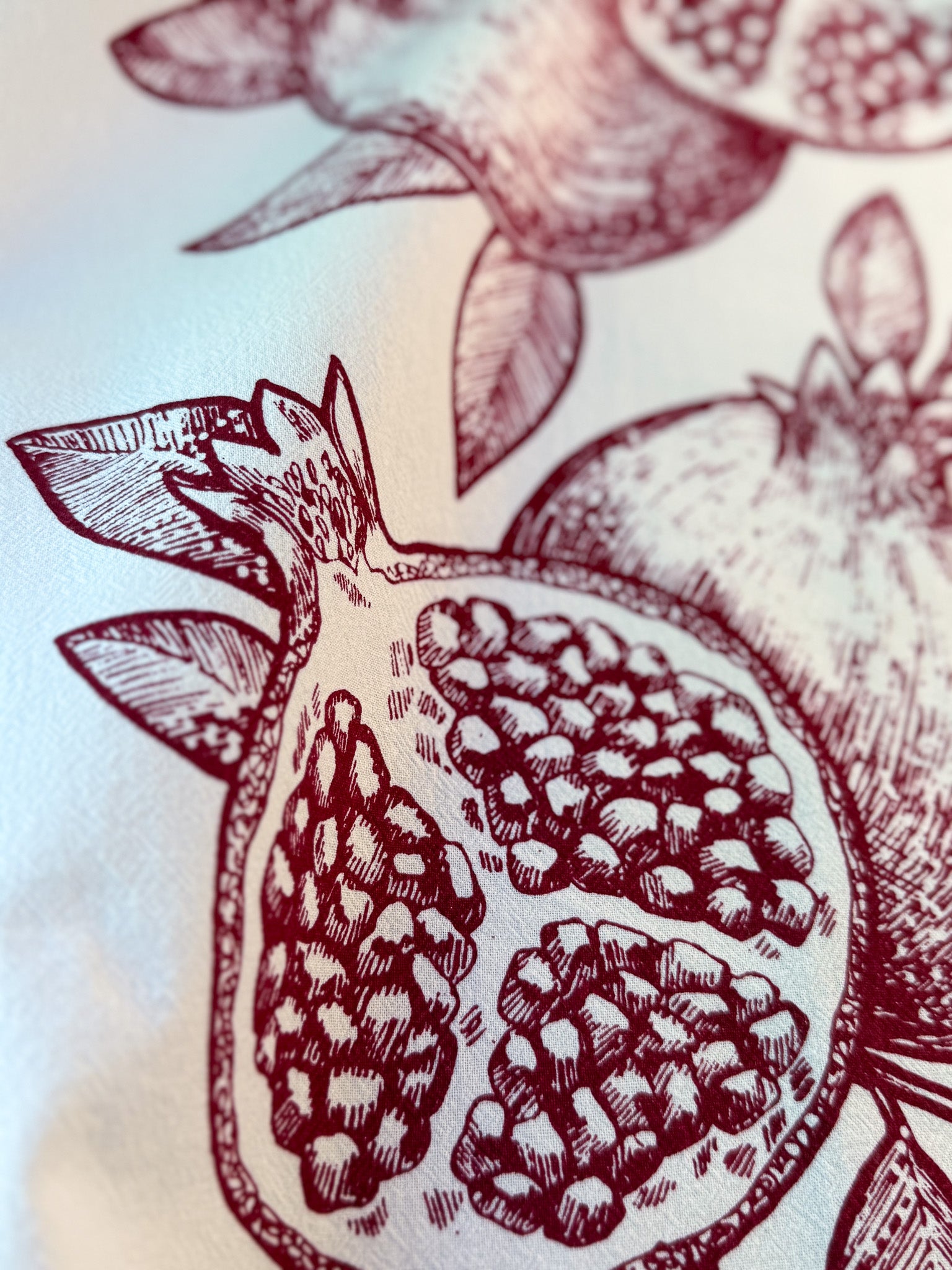 Tea Towel, Cotton Kitchen Towel, Oversized, Pomegranates | 28"x28"