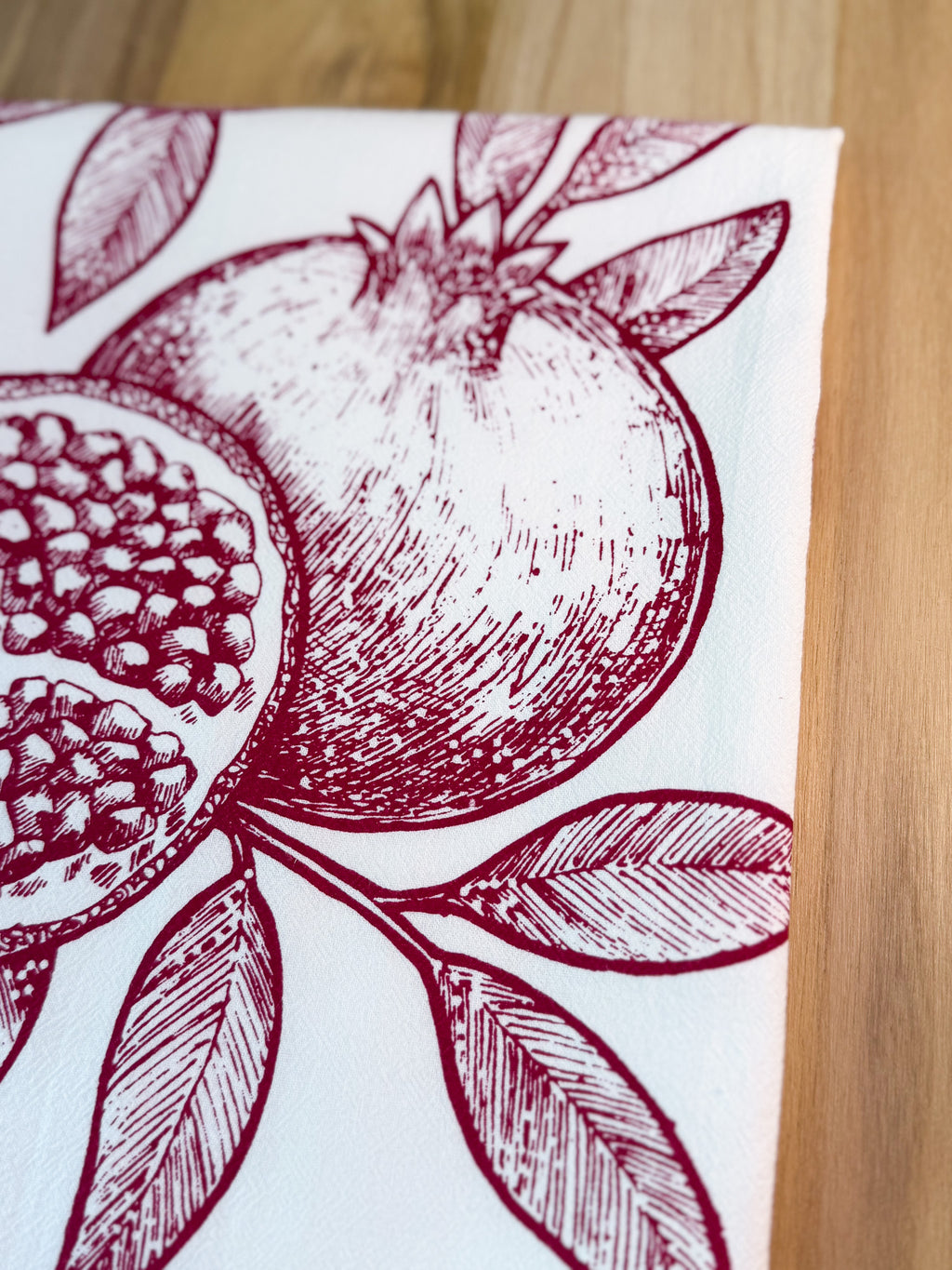 Tea Towel, Cotton Kitchen Towel, Oversized, Pomegranates | 28"x28"