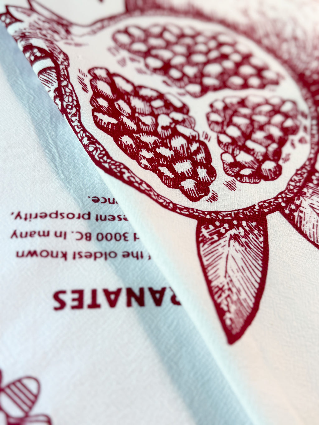 Tea Towel, Cotton Kitchen Towel, Oversized, Pomegranates | 28"x28"