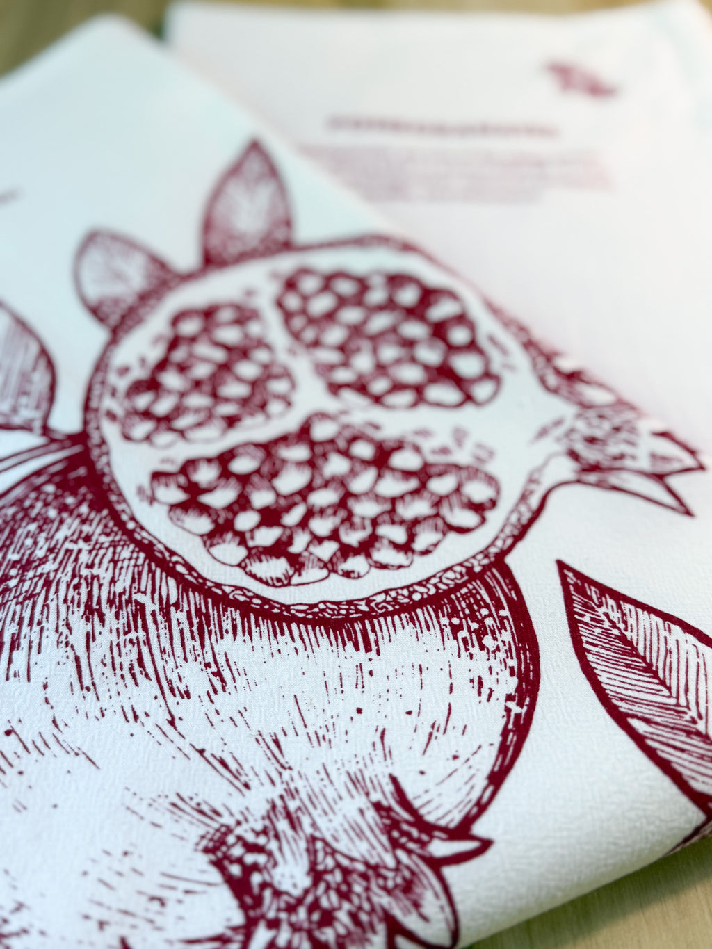 Tea Towel, Cotton Kitchen Towel, Oversized, Pomegranates | 28"x28"