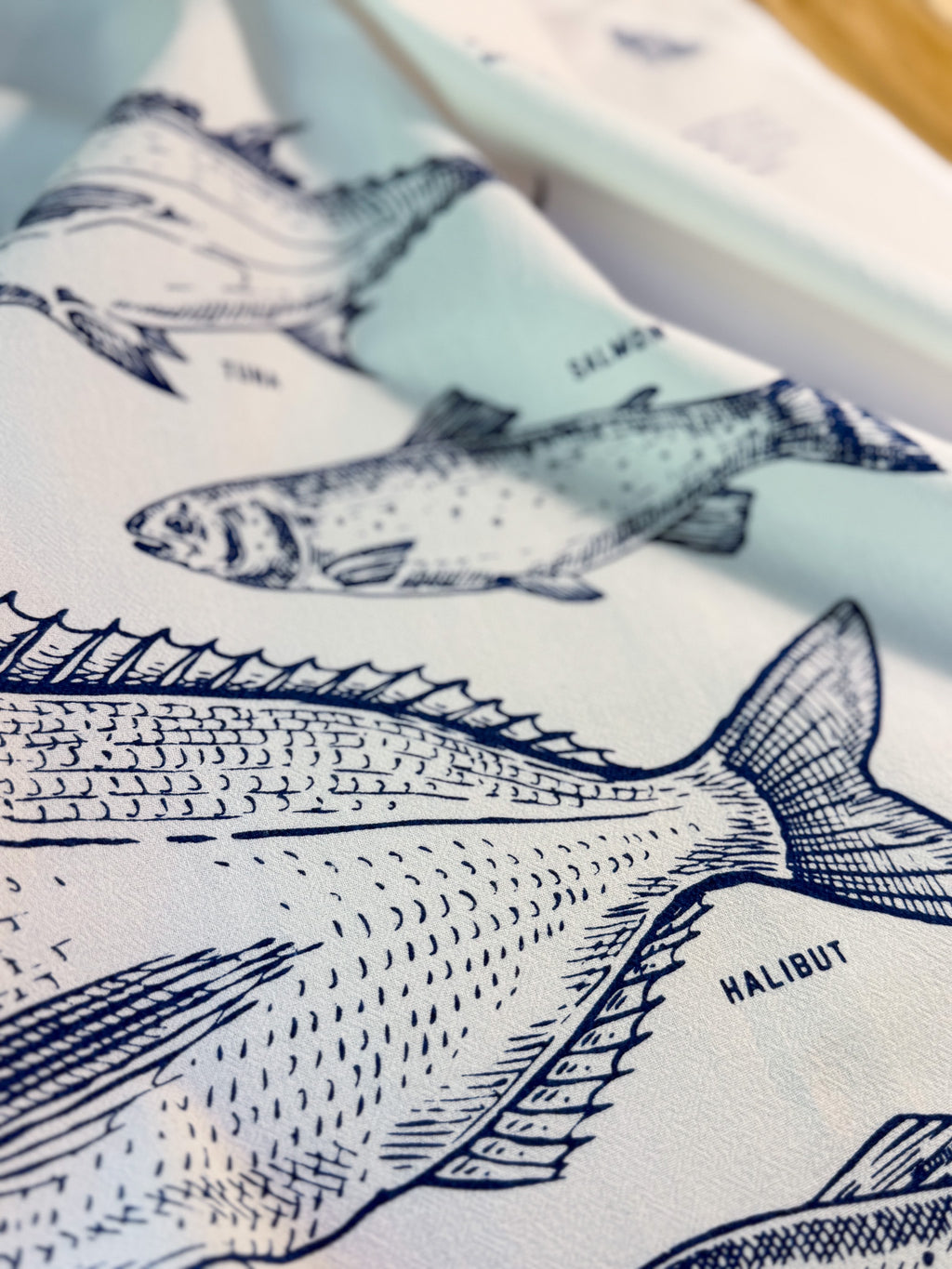 Tea Towel, Fish Cotton Kitchen Towel, Oversized, Seafood | 28"x28"