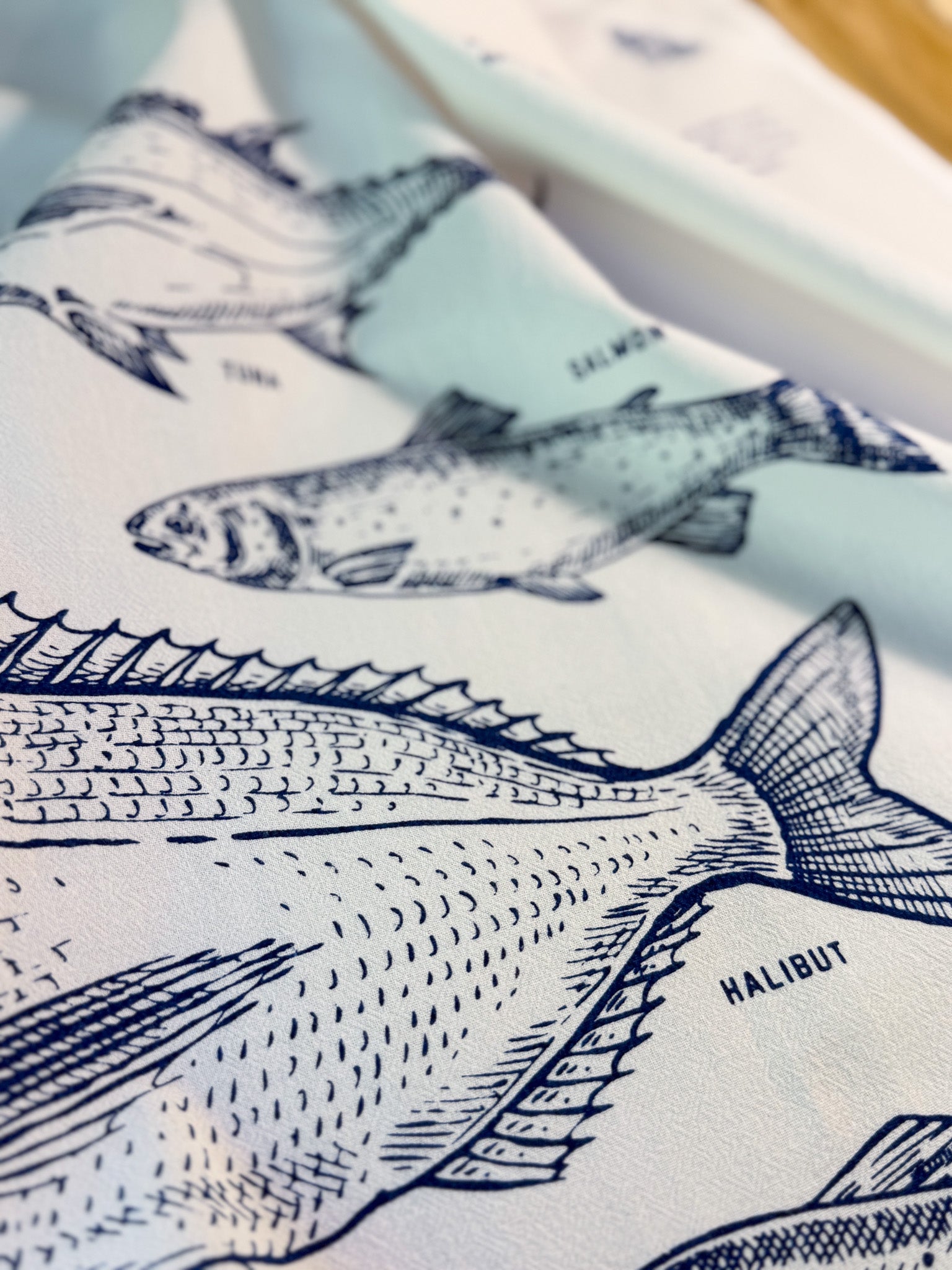 Tea Towel, Fish Cotton Kitchen Towel, Oversized, Seafood | 28"x28"