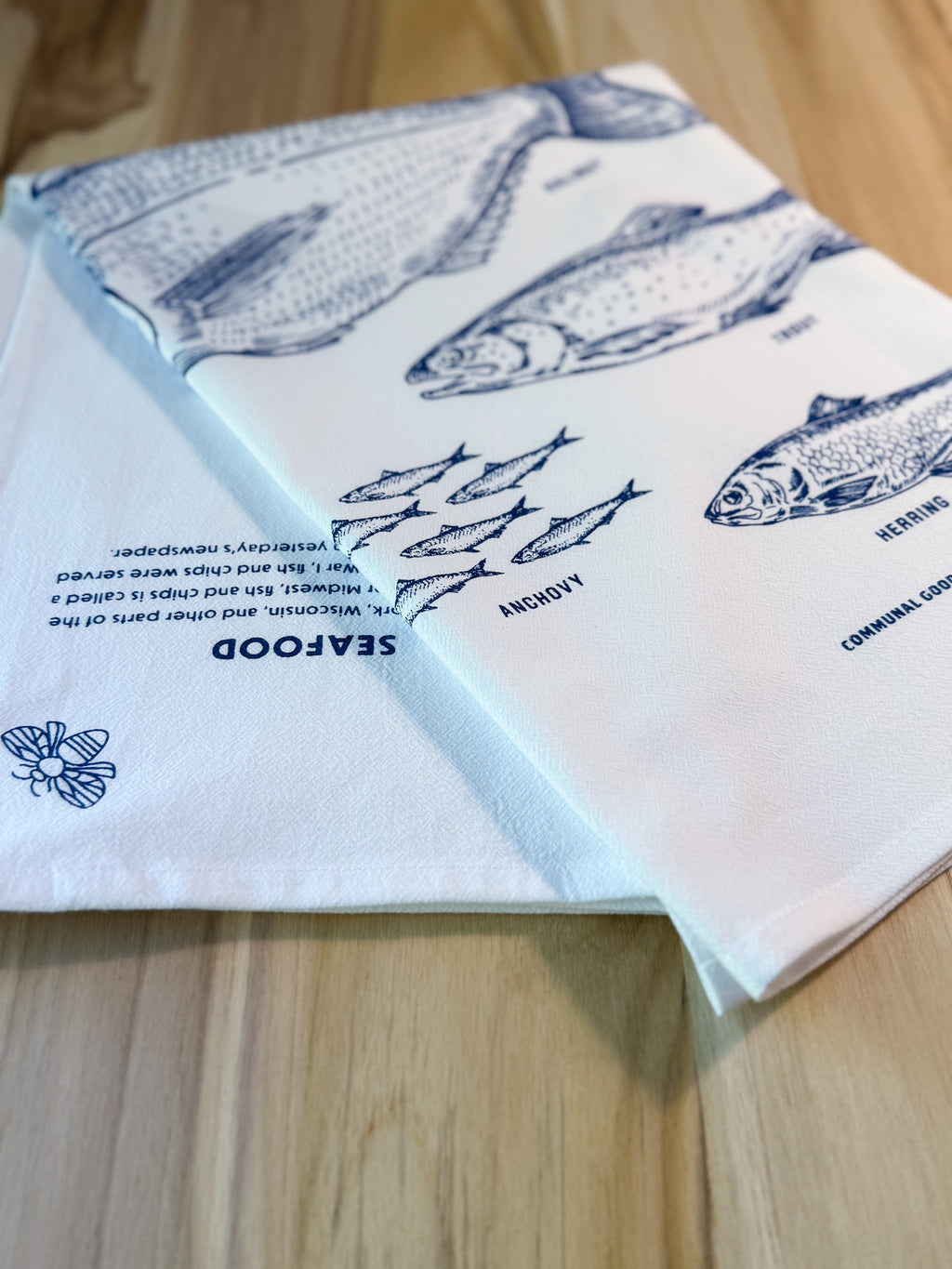 Tea Towel, Fish Cotton Kitchen Towel, Oversized, Seafood | 28"x28"