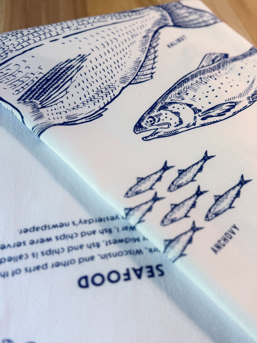 Tea Towel, Fish Cotton Kitchen Towel, Oversized, Seafood | 28"x28"