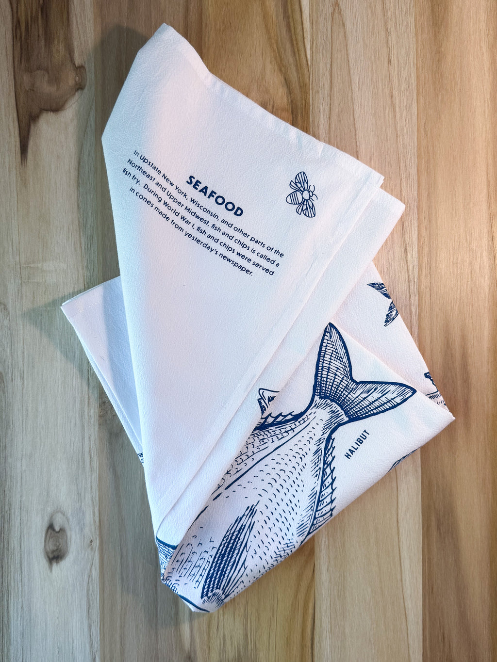 Tea Towel, Fish Cotton Kitchen Towel, Oversized, Seafood | 28"x28"
