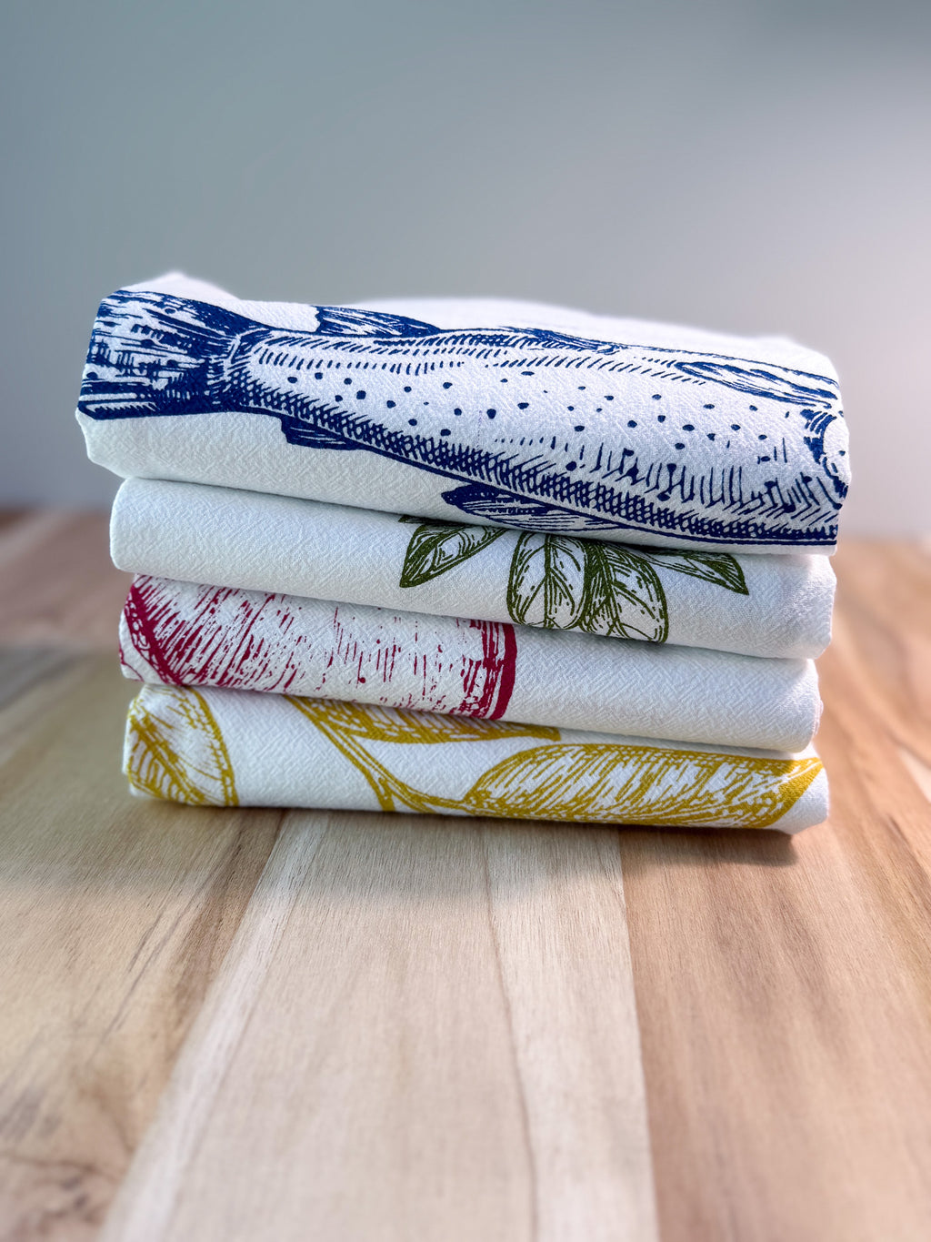 Kitchen Towels, Set of 4, Mediterranean Designs, 28"x28"