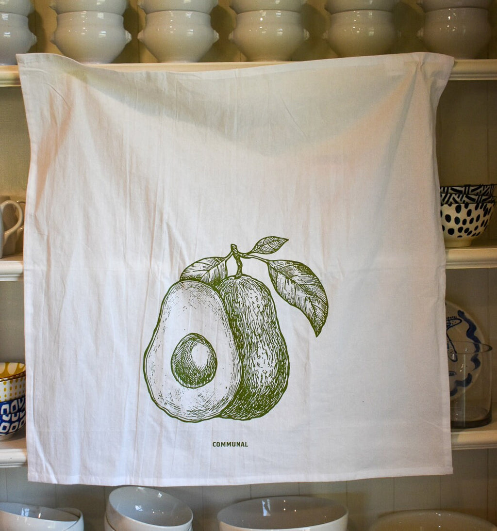 Avocado Kitchen Towel: Handmade Flour Sack Cotton Dish Towel
