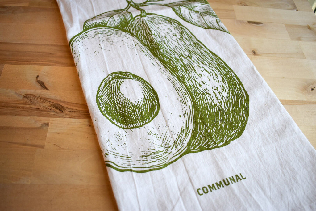 Avocado Kitchen Towel: Handmade Flour Sack Cotton Dish Towel