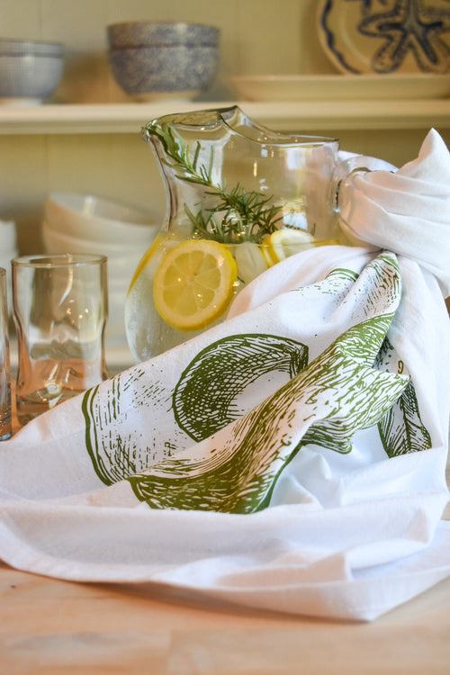 Avocado Kitchen Towel: Handmade Flour Sack Cotton Dish Towel