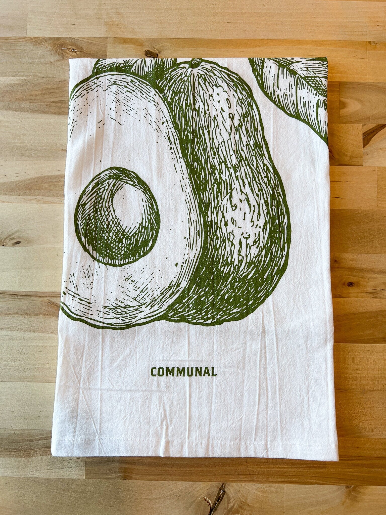 Avocado Kitchen Towel: Handmade Flour Sack Cotton Dish Towel
