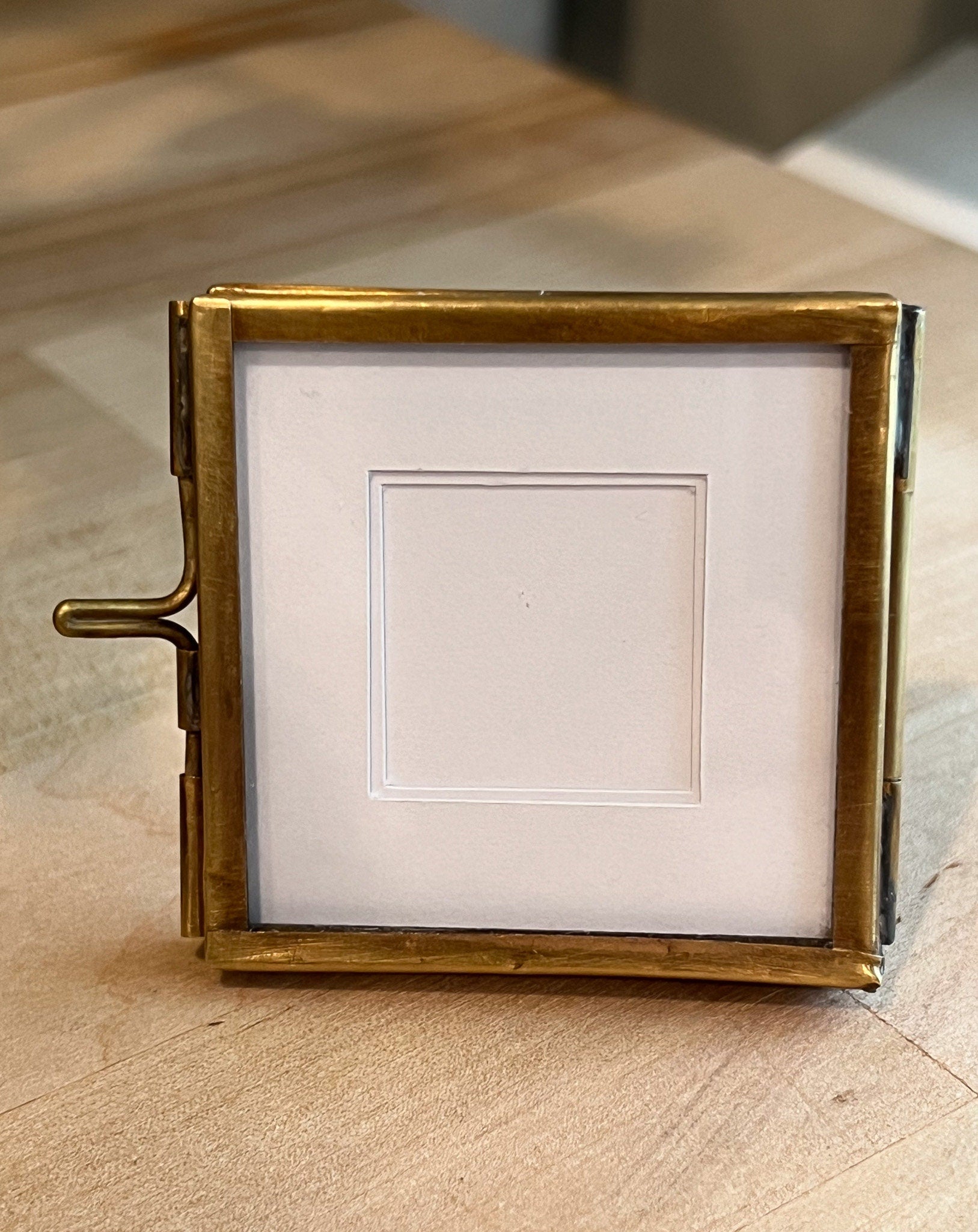 Square Mini Brass Frame with White Picture Matte | 2"x2"