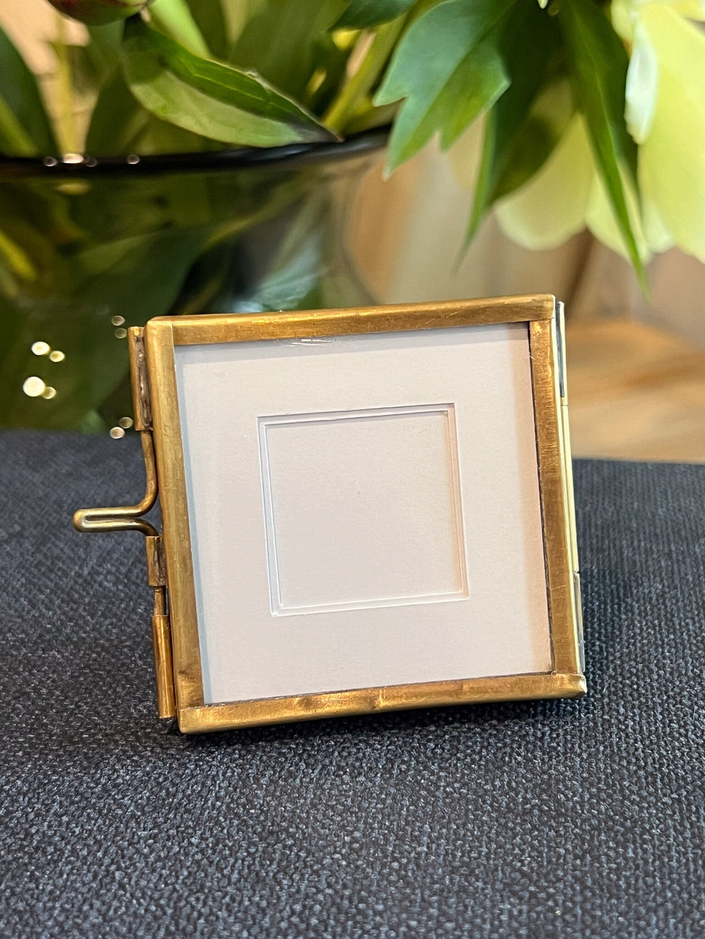 Square Mini Brass Frame with White Picture Matte | 2"x2"