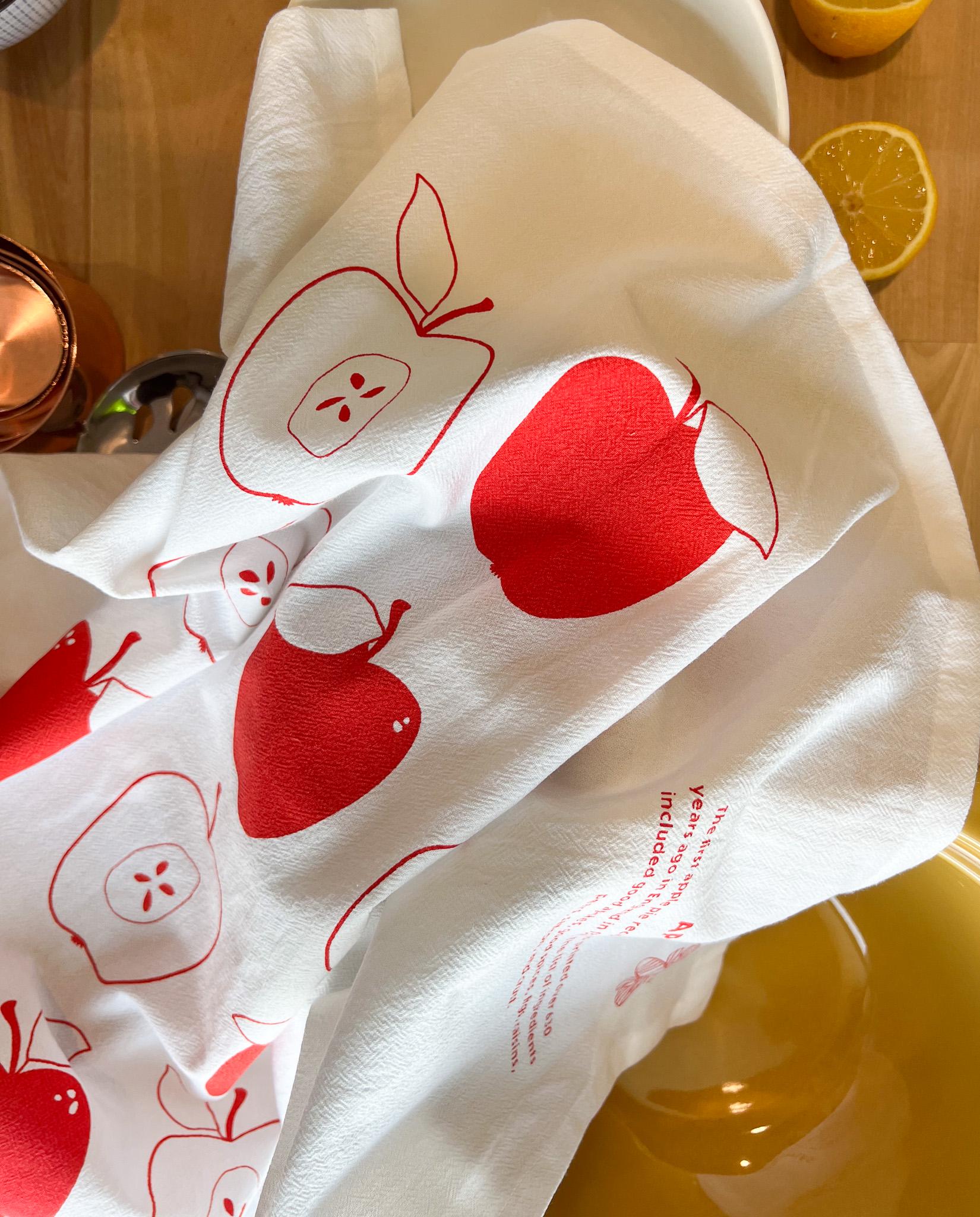 Oversized Cotton Apple Tea Towels | Eco-Friendly Kitchen Towels | 28”x28”