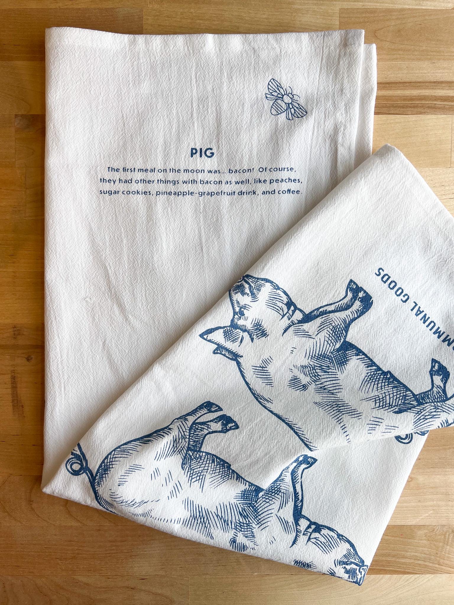 Pigs Cotton Kitchen Tea Towel, Farmhouse, Oversized