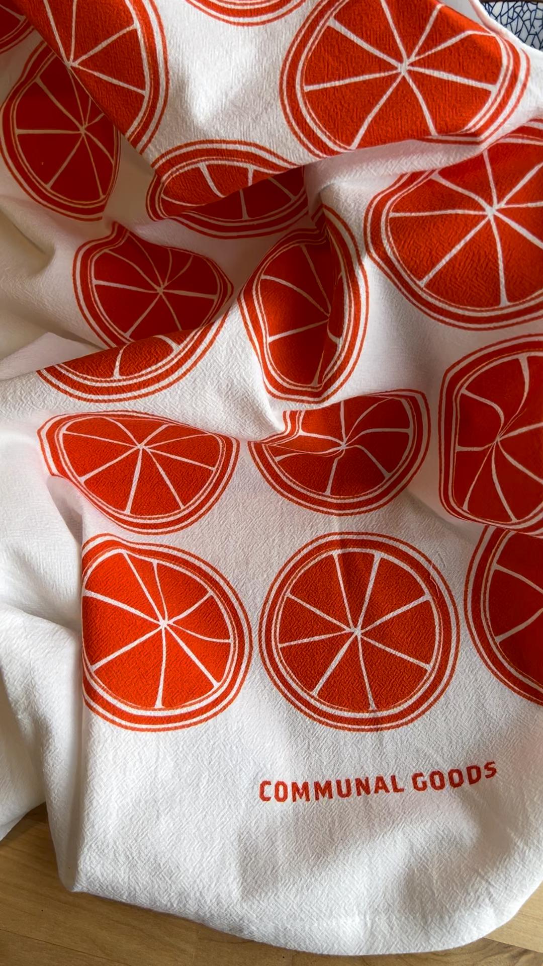 Flour Sack Kitchen Towel Citrus Modern Oranges Fruit Hanging Loop Cotton