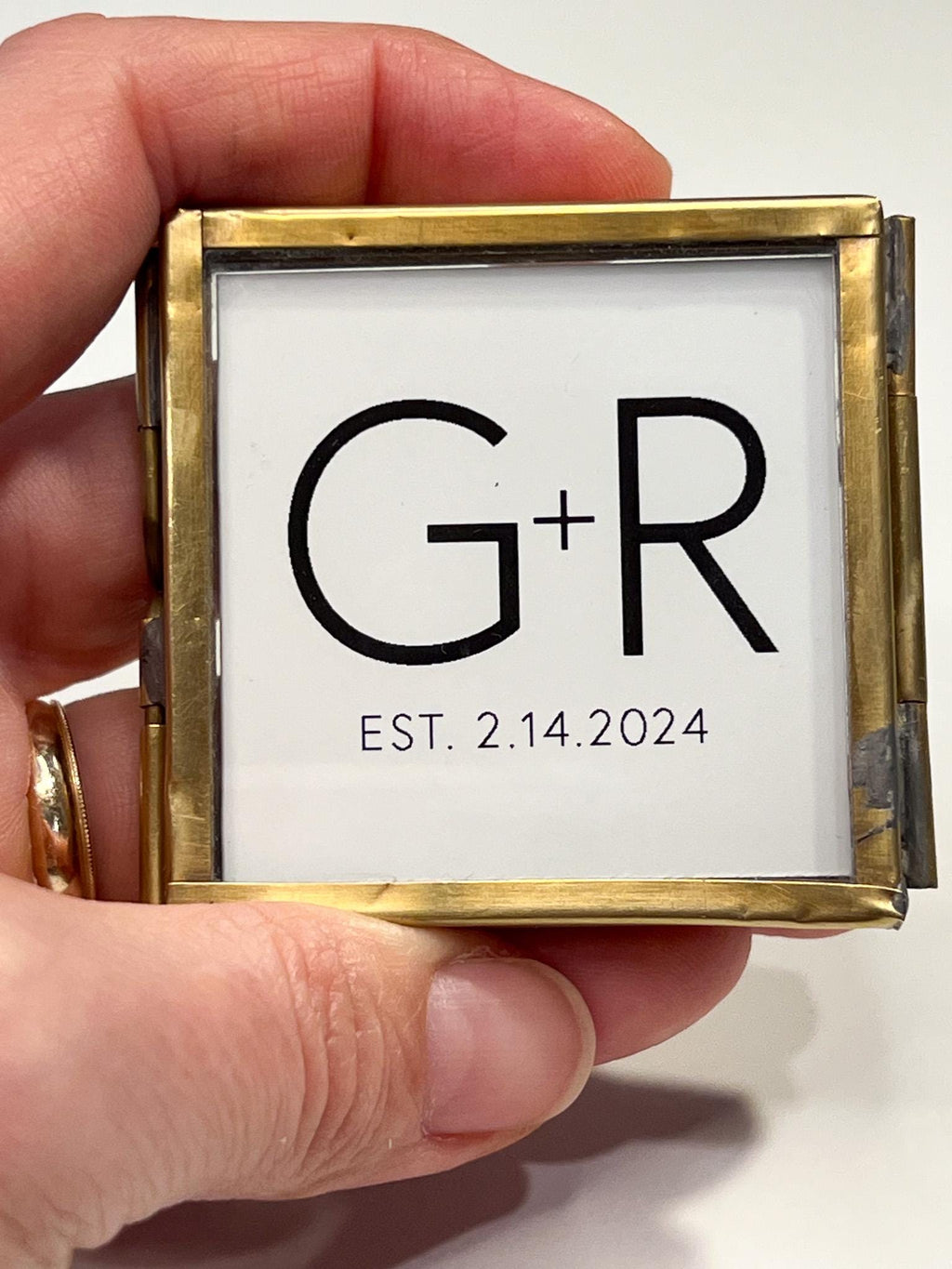 Square Mini Brass Frame with White Picture Matte | 2"x2"