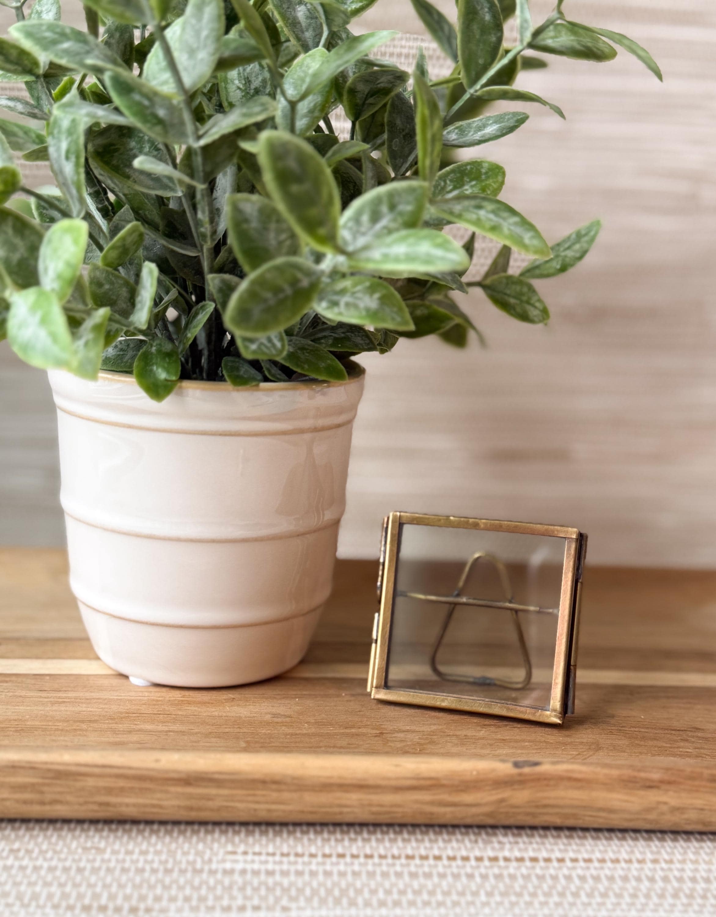 Mini Brass Frame with Floating Glass with Easel Back | 2"x2" | Home Decor