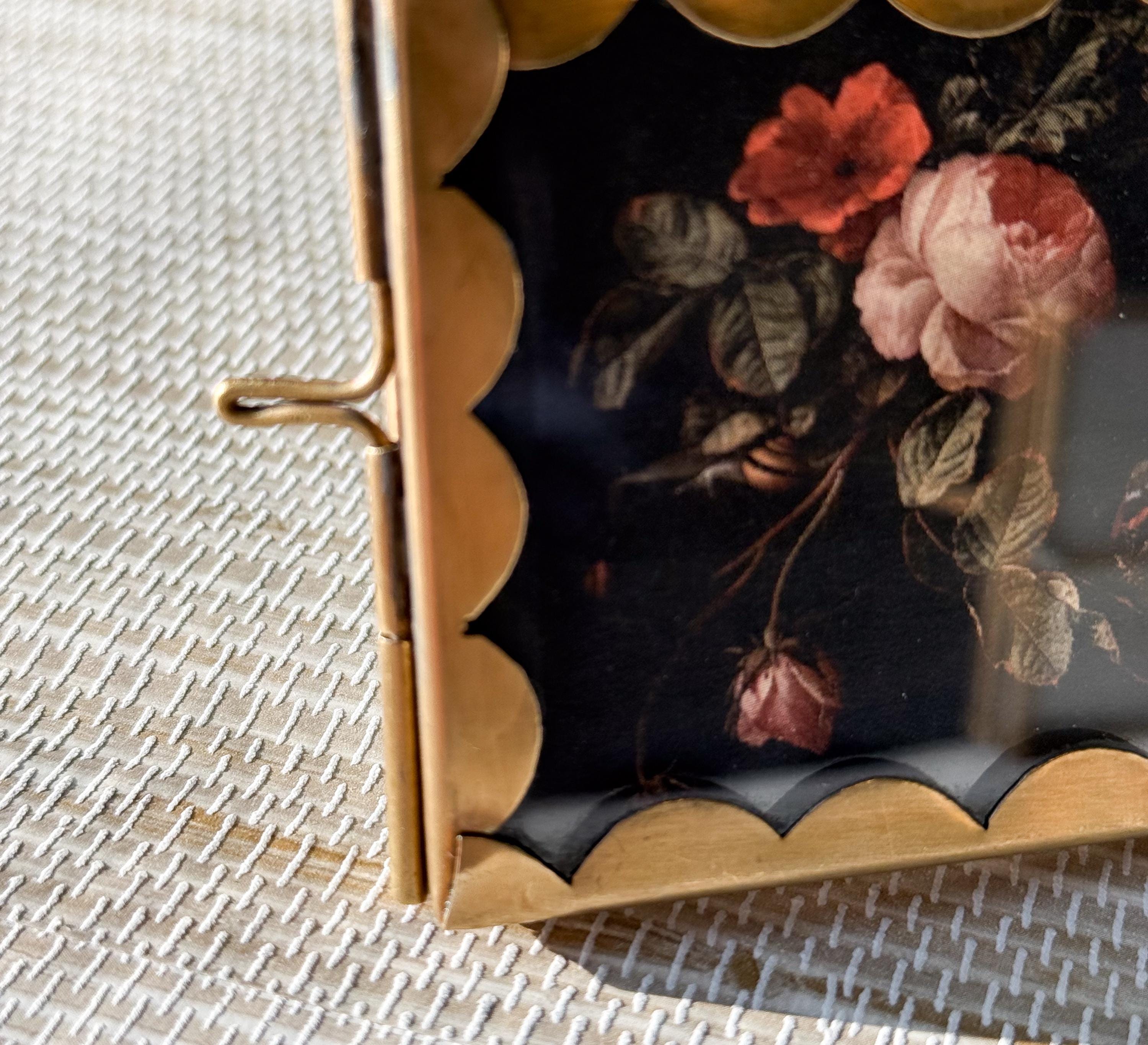 Small Scalloped Edge Brass Frame | 2.5"x2.5" | Whimsical Keepsake | Tabletop Frame
