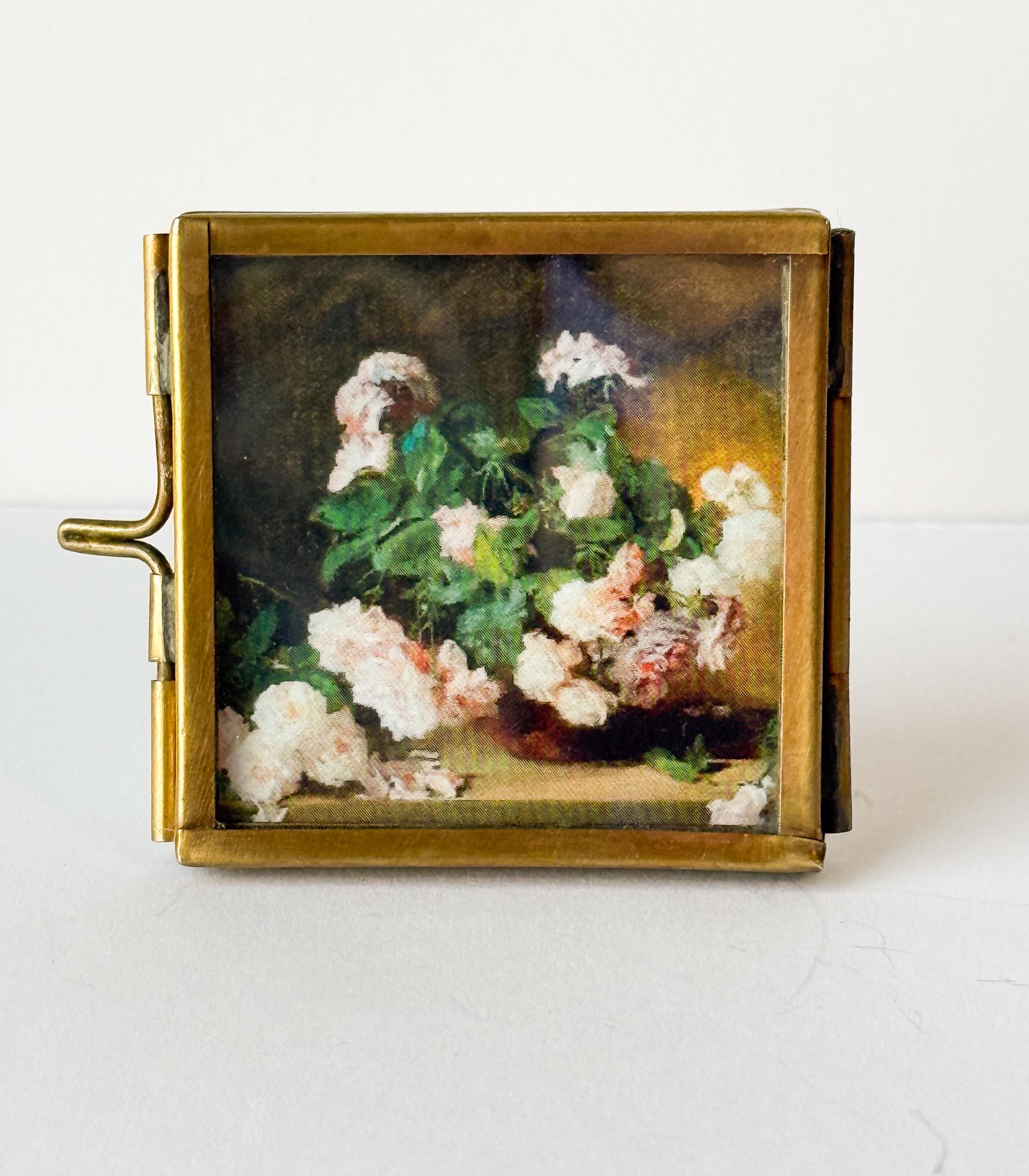 Vintage Brass Floating Glass Frame | 2x2 Tabletop Display Home Décor