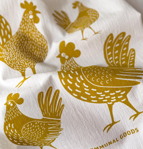 Chickens Cotton Tea Towel, Oversized, Farmhouse
