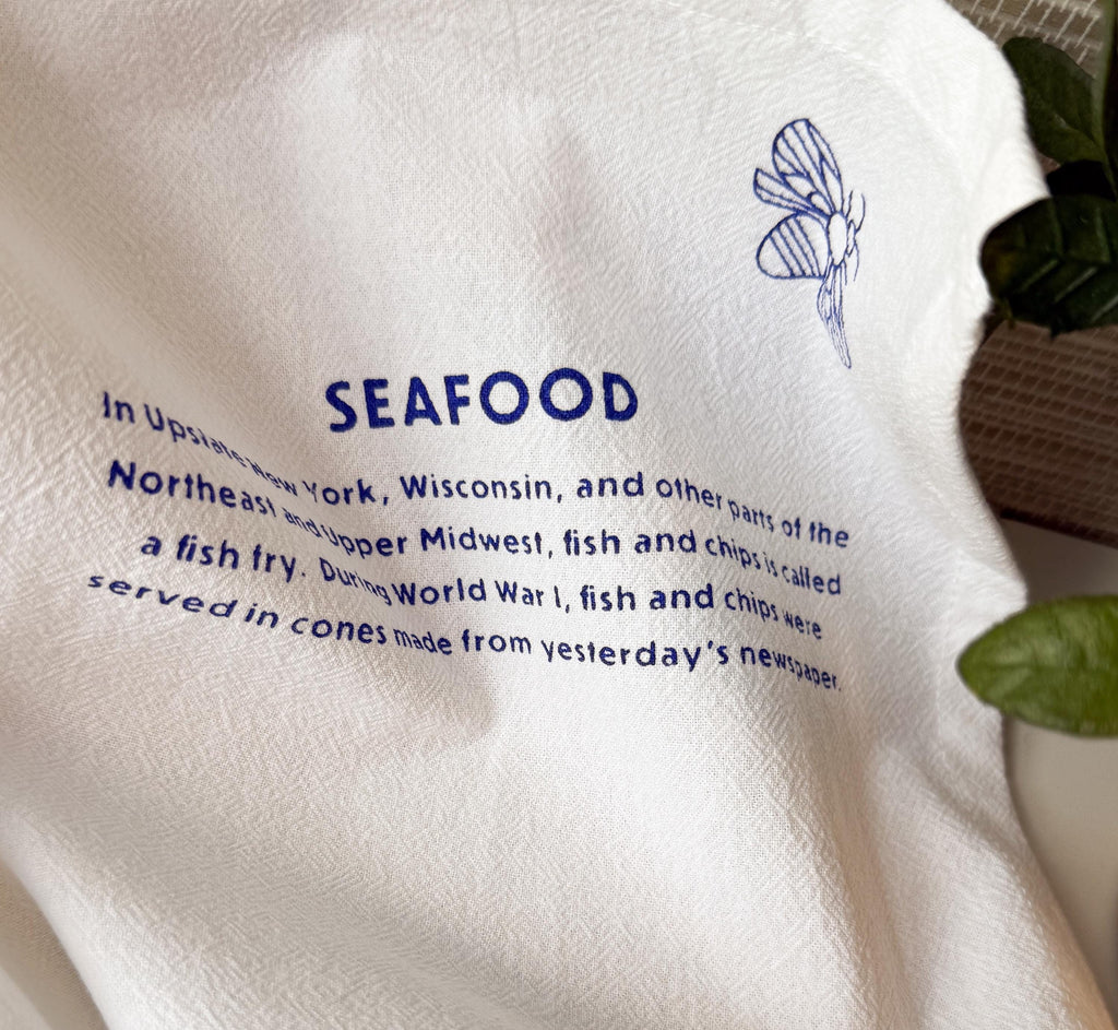 Flour Sack Kitchen Towel Seafood Fish Hanging Loop Cotton | Trout