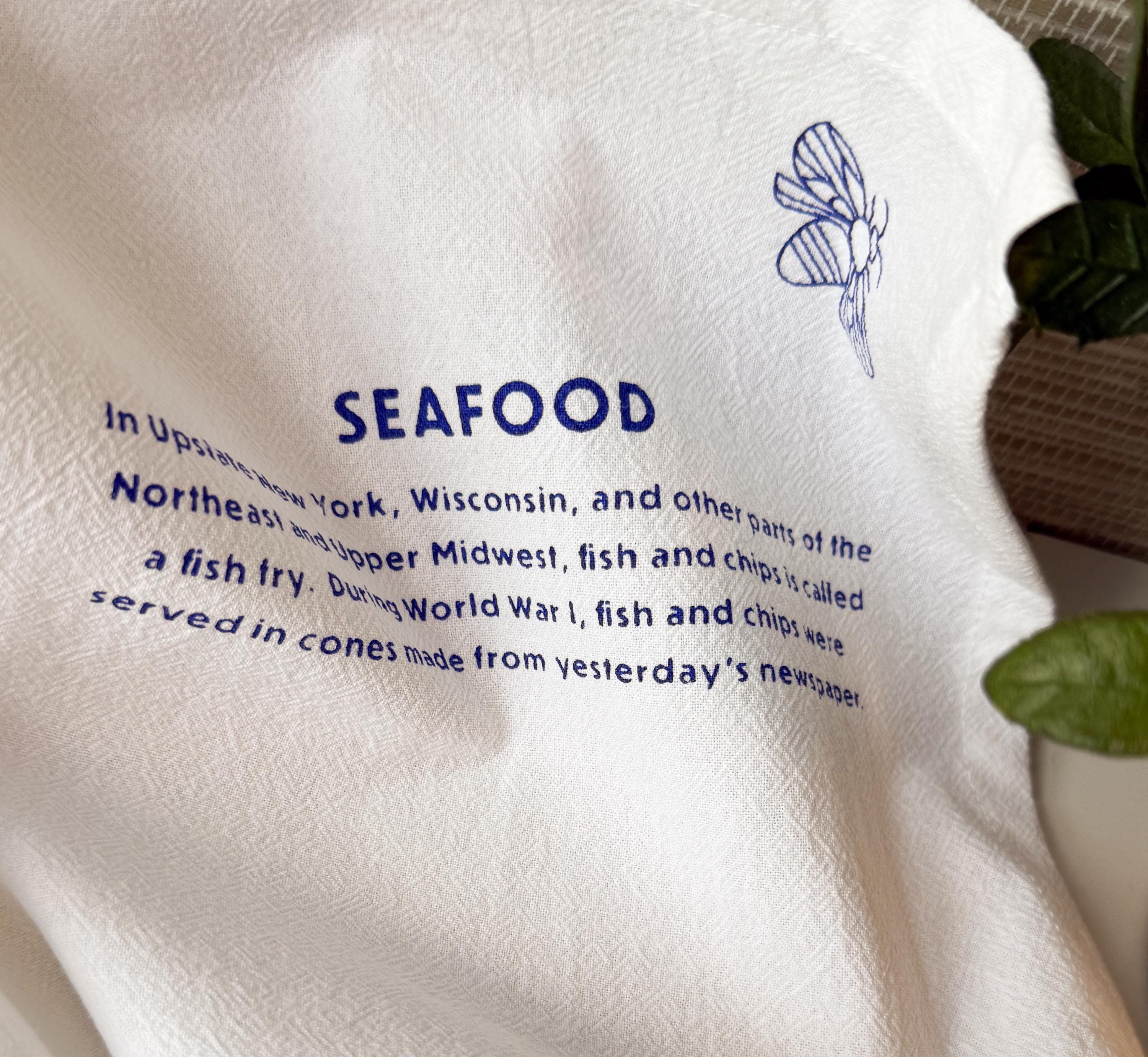Flour Sack Kitchen Towel Seafood Fish Hanging Loop Cotton | Trout