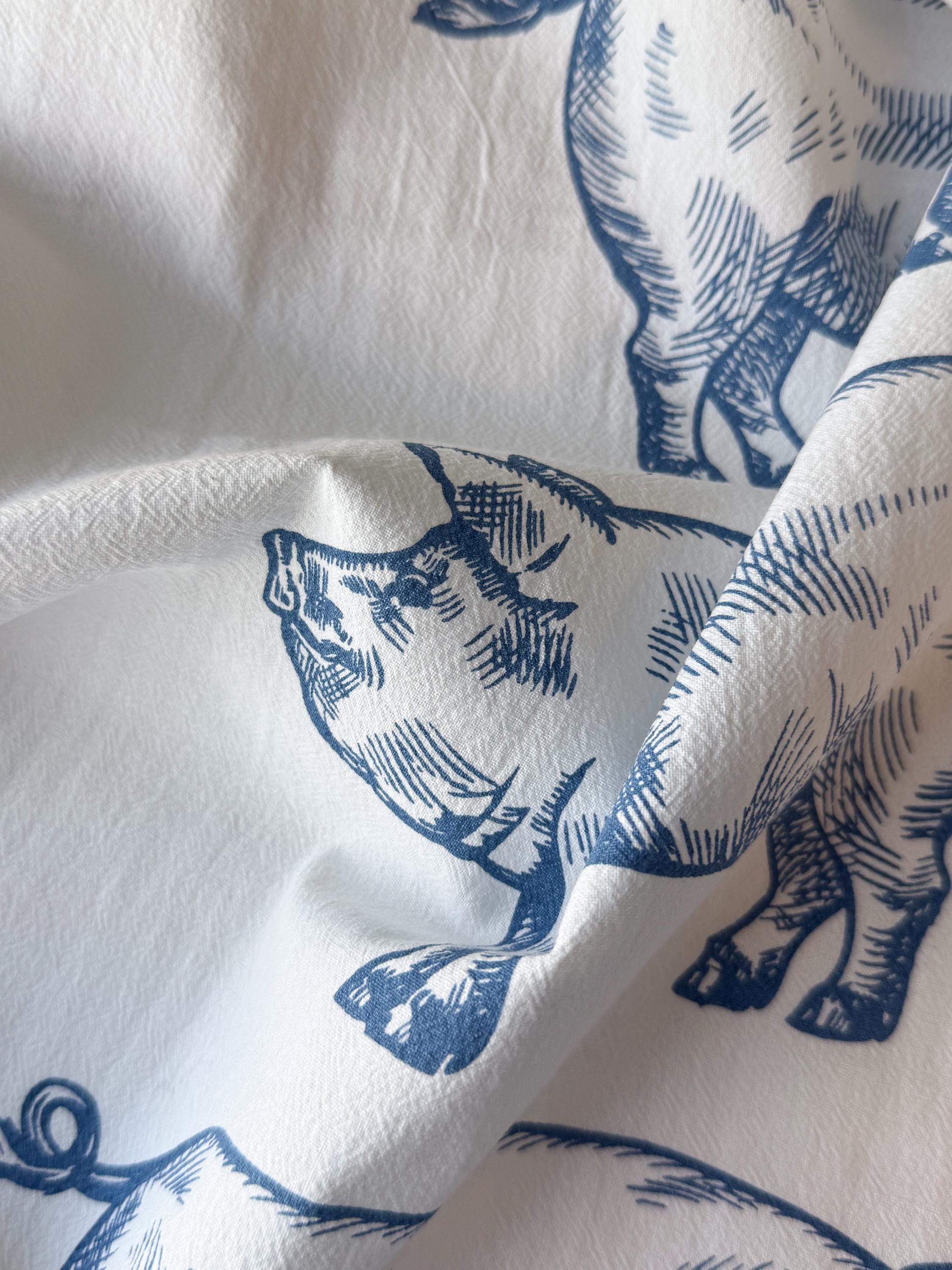 Pigs Cotton Kitchen Tea Towel, Farmhouse, Oversized