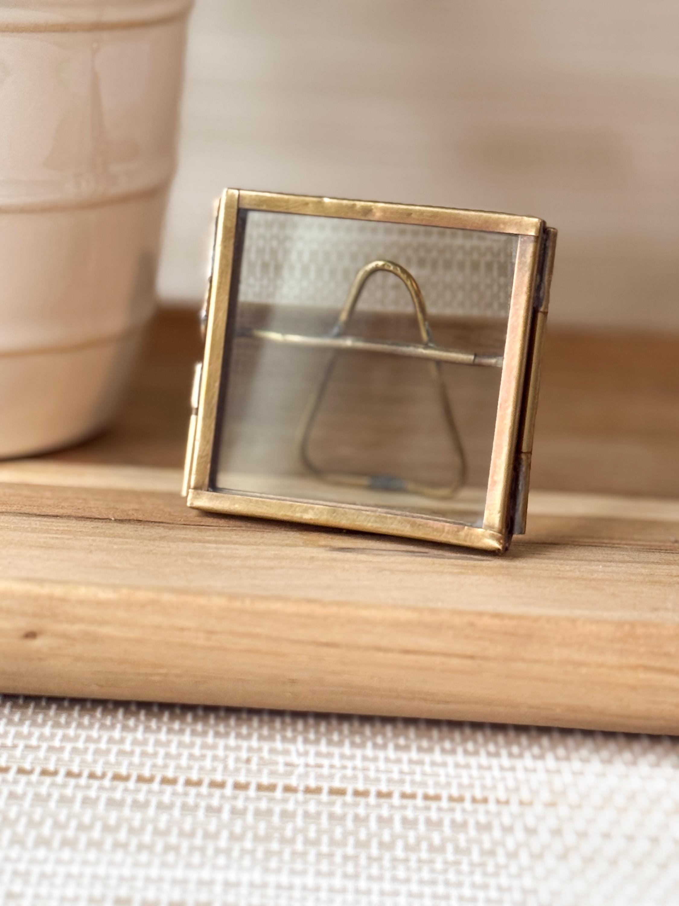 Mini Brass Frame with Floating Glass with Easel Back | 2"x2" | Home Decor