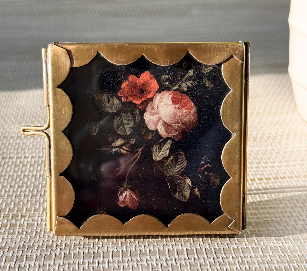 Small Scalloped Edge Brass Frame | 2.5"x2.5" | Whimsical Keepsake | Tabletop Frame