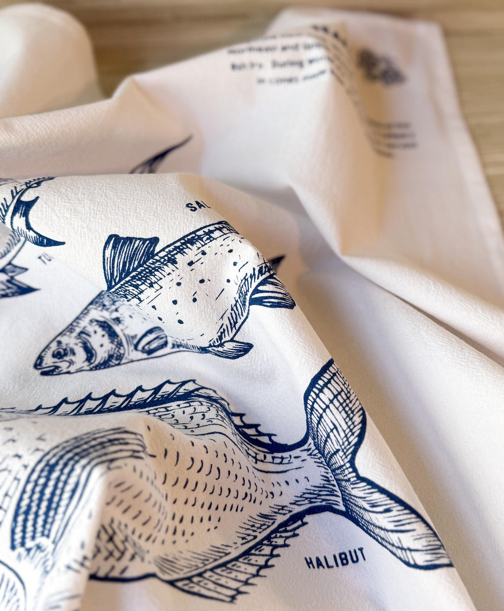 Tea Towel, Fish Cotton Kitchen Towel, Oversized, Seafood | 28"x28"