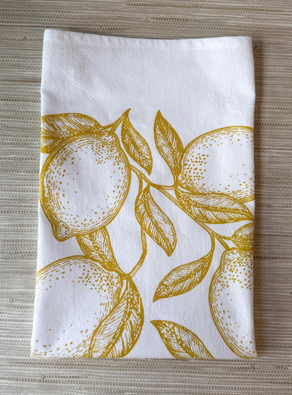 Tea Towel, Lemons Cotton Kitchen Towel, Oversized, Citrus | 28"x28"