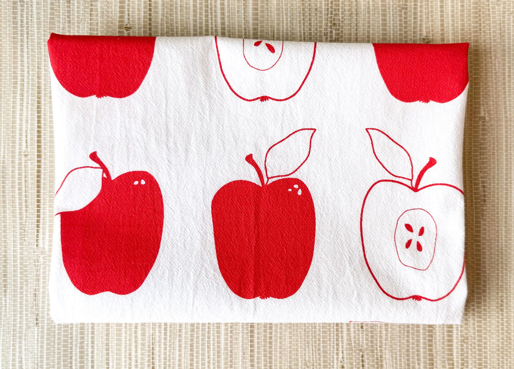 Oversized Cotton Apple Tea Towels | Eco-Friendly Kitchen Towels | 28”x28”