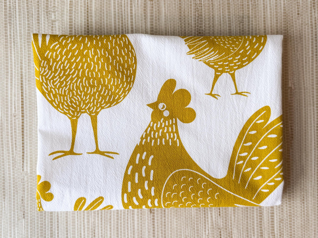 Chickens Cotton Tea Towel, Oversized, Farmhouse