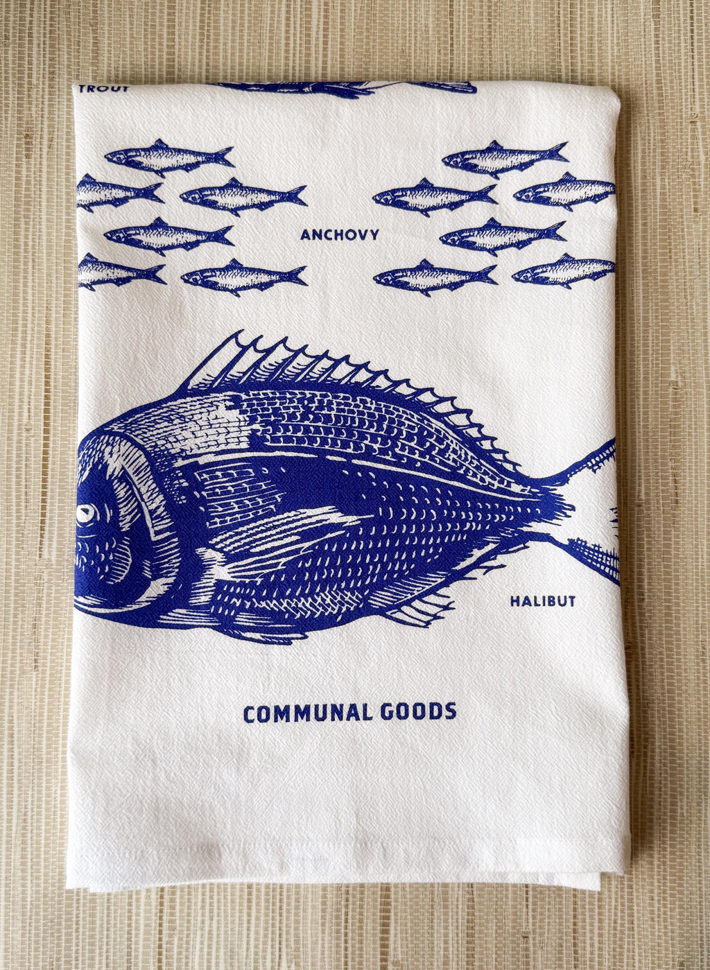 Flour Sack Kitchen Towel Seafood Fish Hanging Loop Cotton | Trout