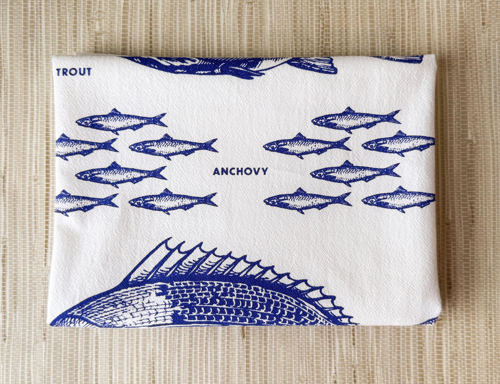 Flour Sack Kitchen Towel Seafood Fish Hanging Loop Cotton | Trout