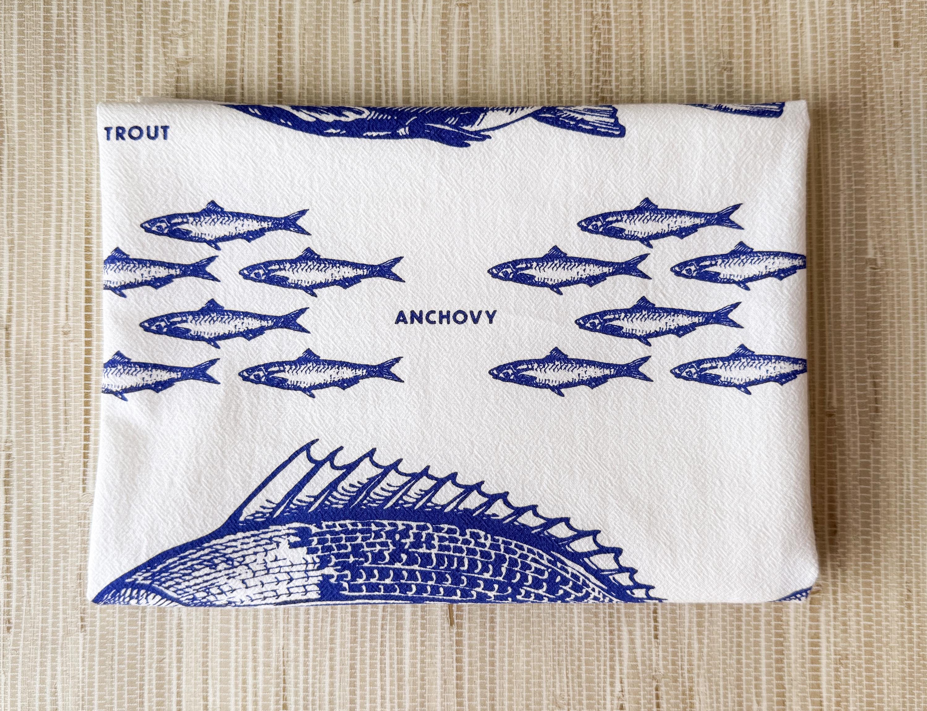 Flour Sack Kitchen Towel Seafood Fish Hanging Loop Cotton | Trout
