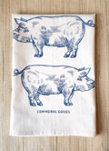 Pigs Cotton Kitchen Tea Towel, Farmhouse, Oversized