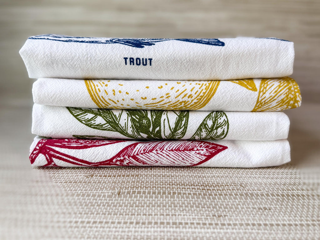 Kitchen Towels, Set of 4, Mediterranean Designs, 28"x28"