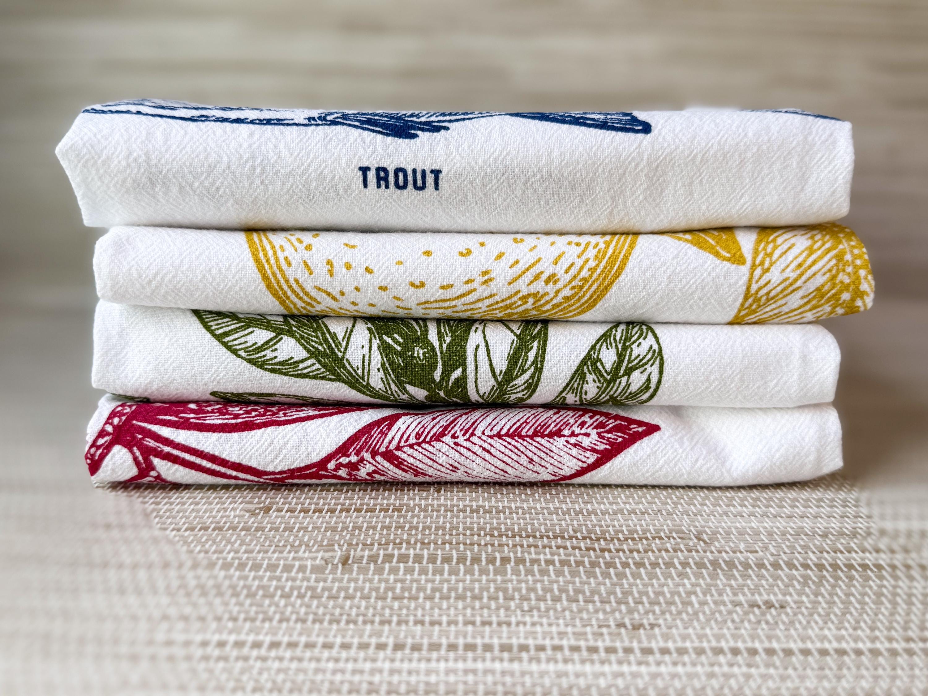 Kitchen Towels, Set of 4, Mediterranean Designs, 28"x28"