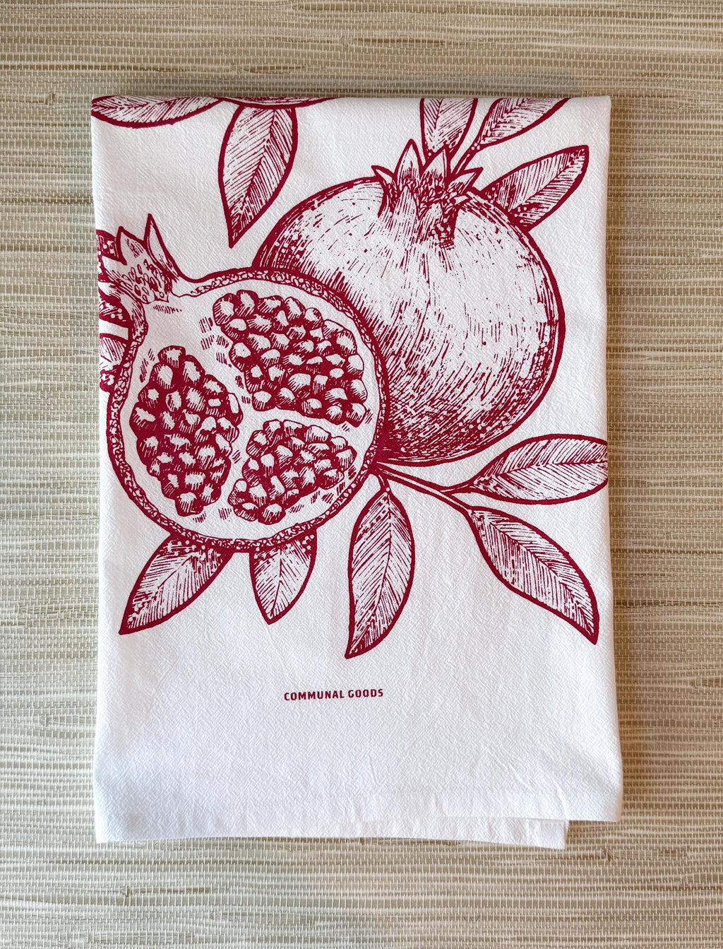 Tea Towel, Cotton Kitchen Towel, Oversized, Pomegranates | 28"x28"